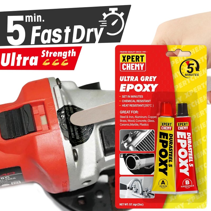 XPERTCHEMY 2 Part Epoxy Glue, 5 Minute Epoxy Adhesive, Rapid Cure Golf, Wood, Plastic and Metal etc, Waterproof & Extra Strength, High Temperature Resistance, 2 x 20g, Grey - Image 4